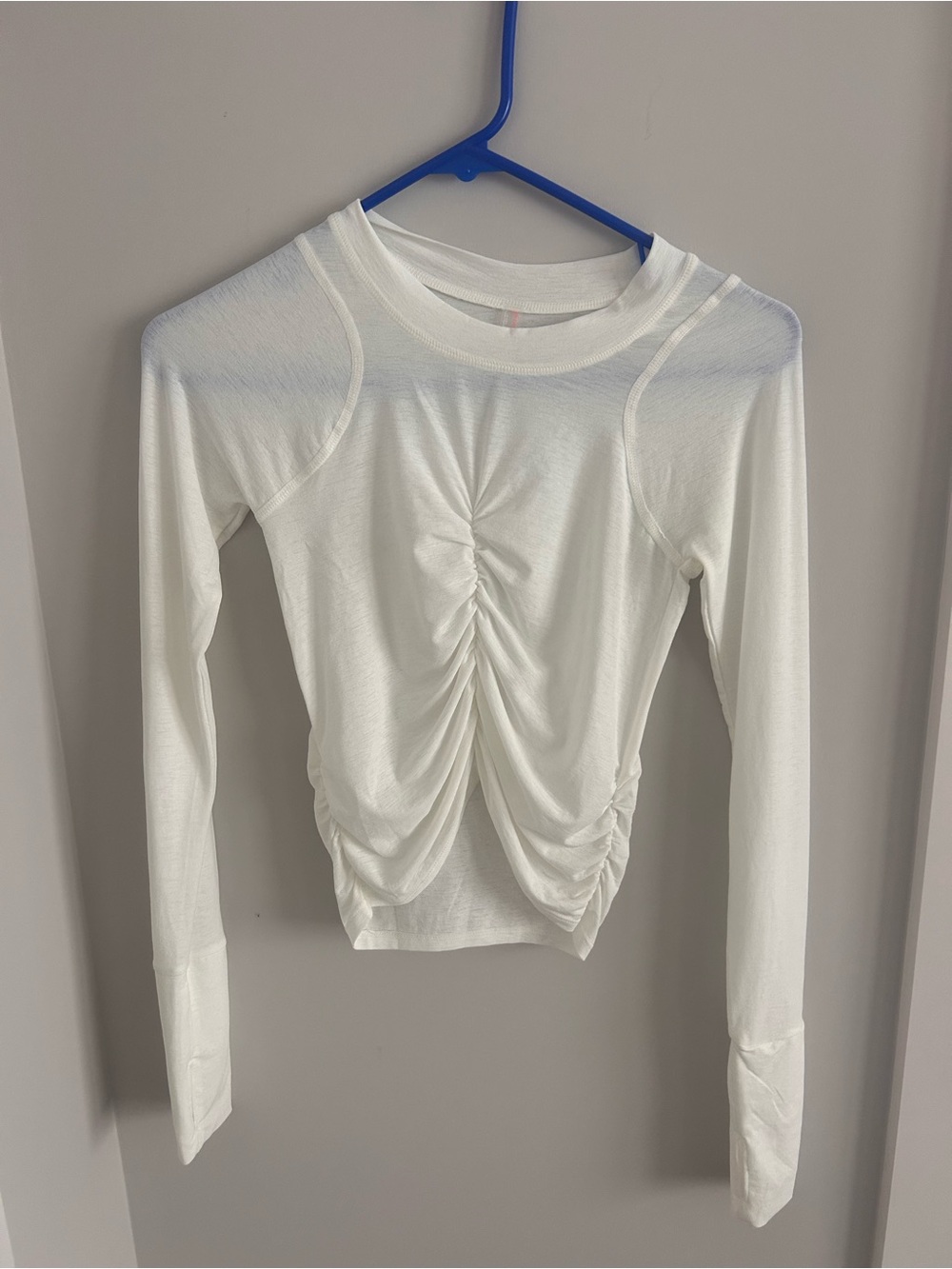 FP Movement by Free People White Ruched Long-Sleeve Top